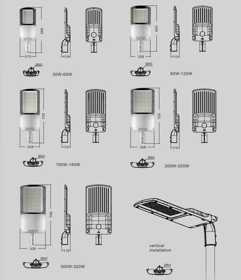 150w led street light head