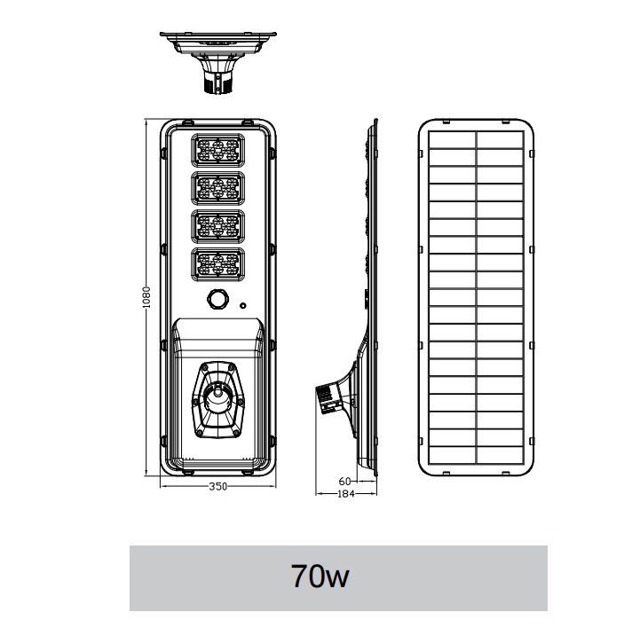 70w integrated solar street light